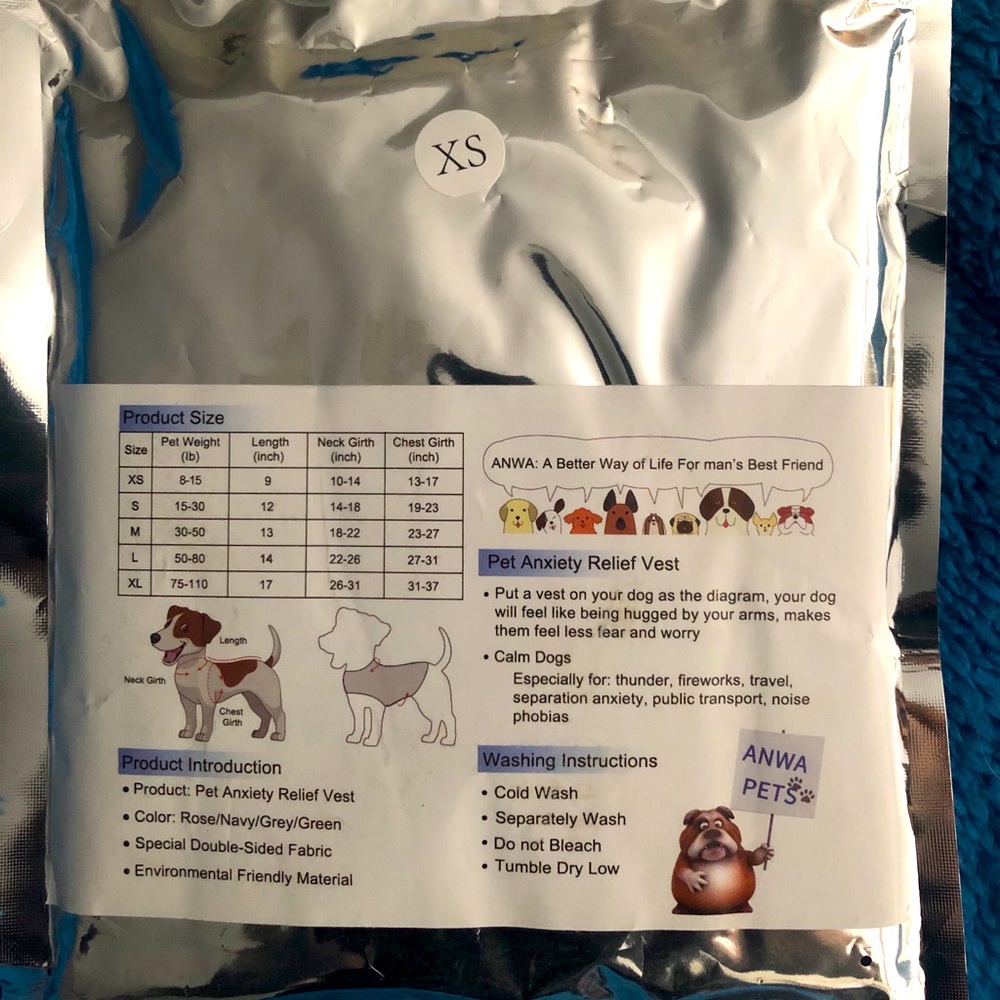 Extra small doggy anxiety vest